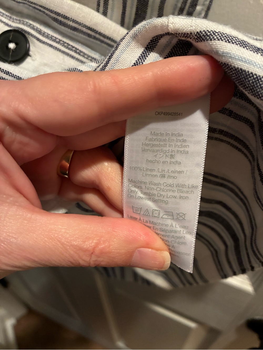 Madewell Striped Button-Front Linen Shirt Dress in Navy and White - Picture 4 of 5